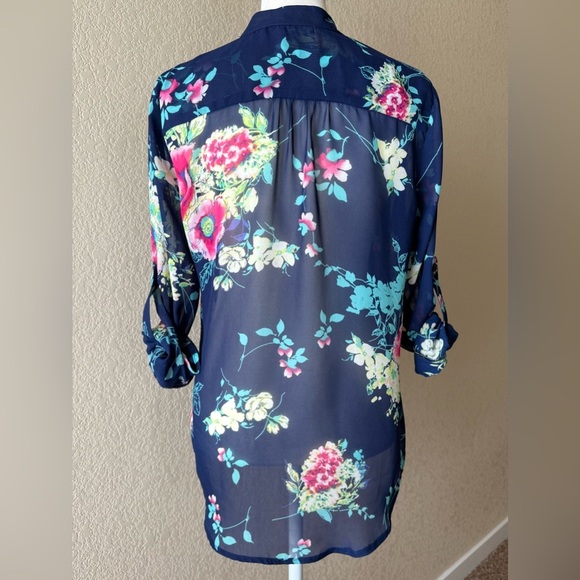 KUT from the Kloth Sheer Floral Button Down Blouse – XS Petite - Picture 4 of 9